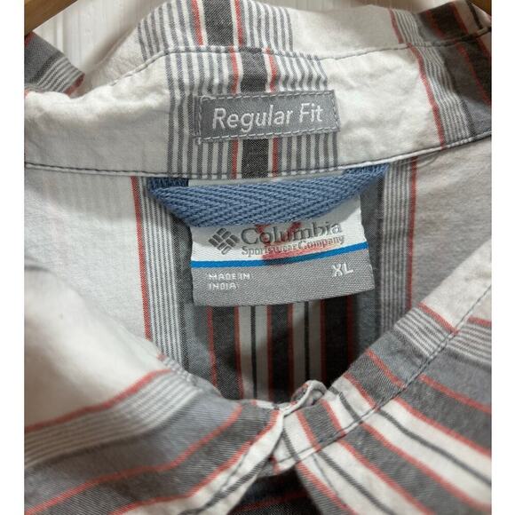 Columbia Men XL Regular Fit Striped SS Button Up Casual Outdoor Cotton - Picture 4 of 7